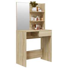 Basile Wooden Dressing Table With Mirror In Sonoma Oak - UK