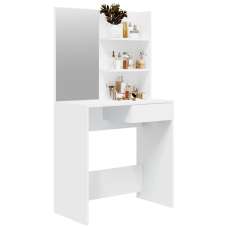 Basile Wooden Dressing Table With Mirror In White - UK