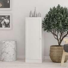 Baskon Low Narrow Wooden Storage Cabinet with 1 Door in White - UK