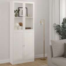 Baskon Tall Wooden Display Cabinet with 4 Doors in White - UK