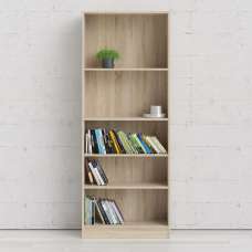 Baskon Wide Wooden Bookcase With 5 Shelves In Oak - UK