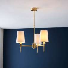 Bastrop Fabric Shades Pendant Ceiling Light In Brushed Satin Gold - UK