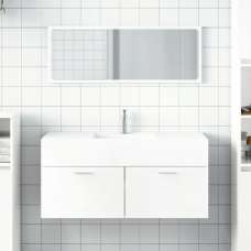 Bastrop High Gloss Bathroom Cabinet With Mirror In White - UK