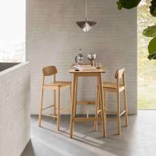 Bastrop Wooden Bar Table With 2 Stools In Matt Oak - UK
