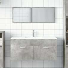 Bastrop Wooden Bathroom Cabinet With Mirror In Concrete Grey - UK