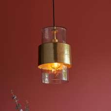 Batavia Clear Glass Pendant Ceiling Light In Brass - UK