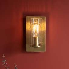 Batavia Textured Glass Wall Light In Brass - UK