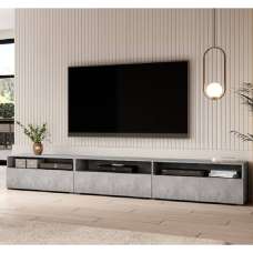 Batavia Wooden TV Stand With 4 Flip Doors In Concrete Grey - UK