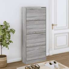 Oban Shoe Storage Cabinet With 4 Flaps In Grey Sonoma Oak - UK