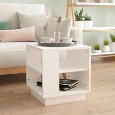 Batul Wooden Coffee Table With Undershelf In White - UK