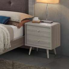 Batya Wooden Bedside Cabinet With 2 Drawers In Grey Oak - UK
