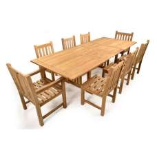 Bayle Wooden Extending Dining Table With 8 Chairs In Natural - UK