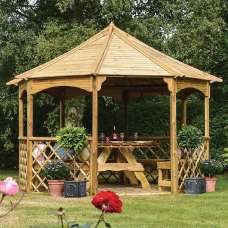 Baylham Wooden Garden Eight Sided Gazebo In Natural - UK