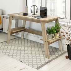 Bayfield Wooden Laptop Desk With 2 Shelves In Sonoma Oak - UK