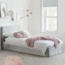 Beano Fabric Ottoman Single Bed In Steel Crushed Velvet - UK