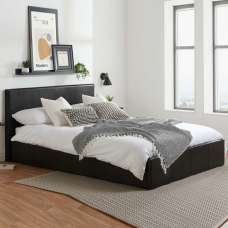 Beano Faux Leather Ottoman Storage Small Double Bed In Black - UK
