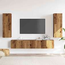 Beaverton 80cm Wooden 4 Piece Entertainment Unit In Brown - UK