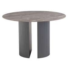 Beccles Sintered Stone Dining Table Round In Polished Grey - UK