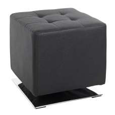 Beckley Leather Stool In Chrome Black - UK