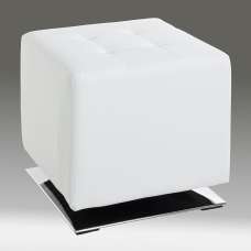 Beckley Leather Stool In Chrome White - UK