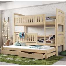 Beckley Wooden Bunk Bed With Bonnell Mattress Trundle In Pine - UK