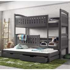 Beckley Wooden Bunk Bed Without Mattress Trundle In Graphite - UK