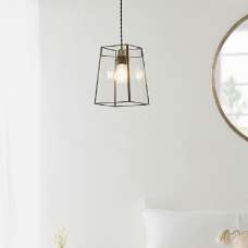 Bedford Clear Glass Pendant Light In Antique Brass - UK