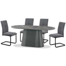 Bedford Sintered Stone Dining Table With 6 Vauxhall Chairs In Dark Grey - UK