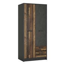 Beeston Wooden Wardrobe With 2 Doors 2 Drawers In Walnut - UK