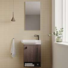 Begonya Wooden Wall Mounted Vanity Unit with Mirror in Walnut - UK