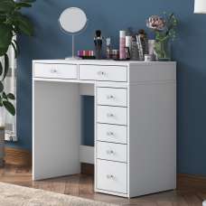 Belara Wooden Dressing Table With 7 Drawers In White - UK