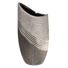 Belcourt Large Ceramic Deco Vase - Grey And Silver - UK