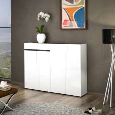 Belfort High Gloss Shoe Cabinet 4 Doors In White And Slate Grey - UK