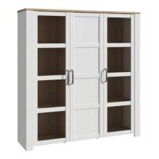Belgin Wooden Display Cabinet 3 Doors In White And Oak - UK