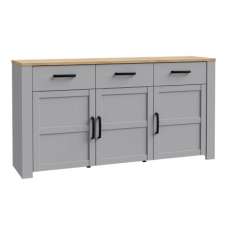 Belgin Wooden Sideboard With 3 Doors 3 Drawers In Grey And Oak - UK