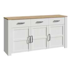 Belgin Wooden Sideboard With 3 Doors 3 Drawers In White And Oak - UK