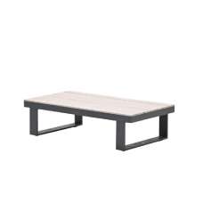 Belgrade Wooden Garden Coffee Table With Aluminium Frame In Brown - UK