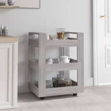 Belicia Wooden Kitchen Trolley With 3 Shelves In Grey Sonoma Oak - UK