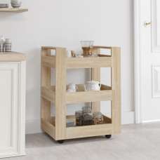 Belicia Wooden Kitchen Trolley With 3 Shelves In Sonoma Oak - UK