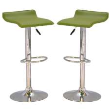 Belita Green PVC Bar Stools With Chrome Base In Pair - UK