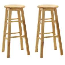 Belita Oak Wooden Bar Stools In Pair - UK