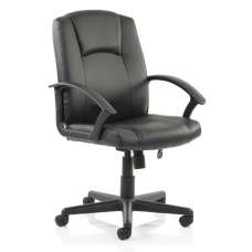 Bella Leather Executive Office Chair In Black With Arms - UK