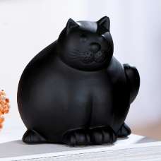 Bellano Ceramic Cat Sculpture In Black - UK