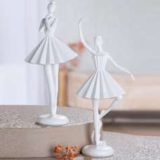 Bellano Synthetic Resin Standing Ballerina Sculpture In Matt White - UK
