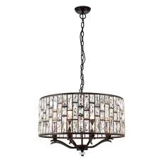 Belle 8 Lights Faceted Glass Pendant Light In Dark Bronze - UK