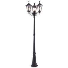 Belleville Clear Glass Tall 3 Lights Lamp Post In Matt Black - UK