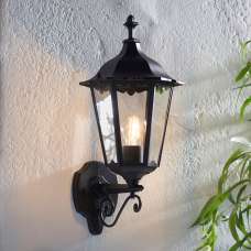 Belleville Small Clear Glass Shade Outdoor Wall Light In Black - UK