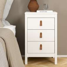Bellevue Wooden Bedside Cabinet With 3 Drawers In White - UK