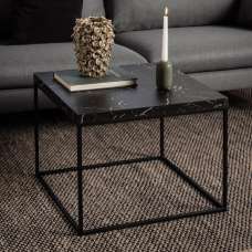 Bellmore Wooden Square Coffee Table In Black Marble Effect - UK