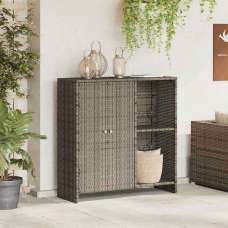 Bellport Rattan Storage Cabinet With 2 Doors In Grey - UK